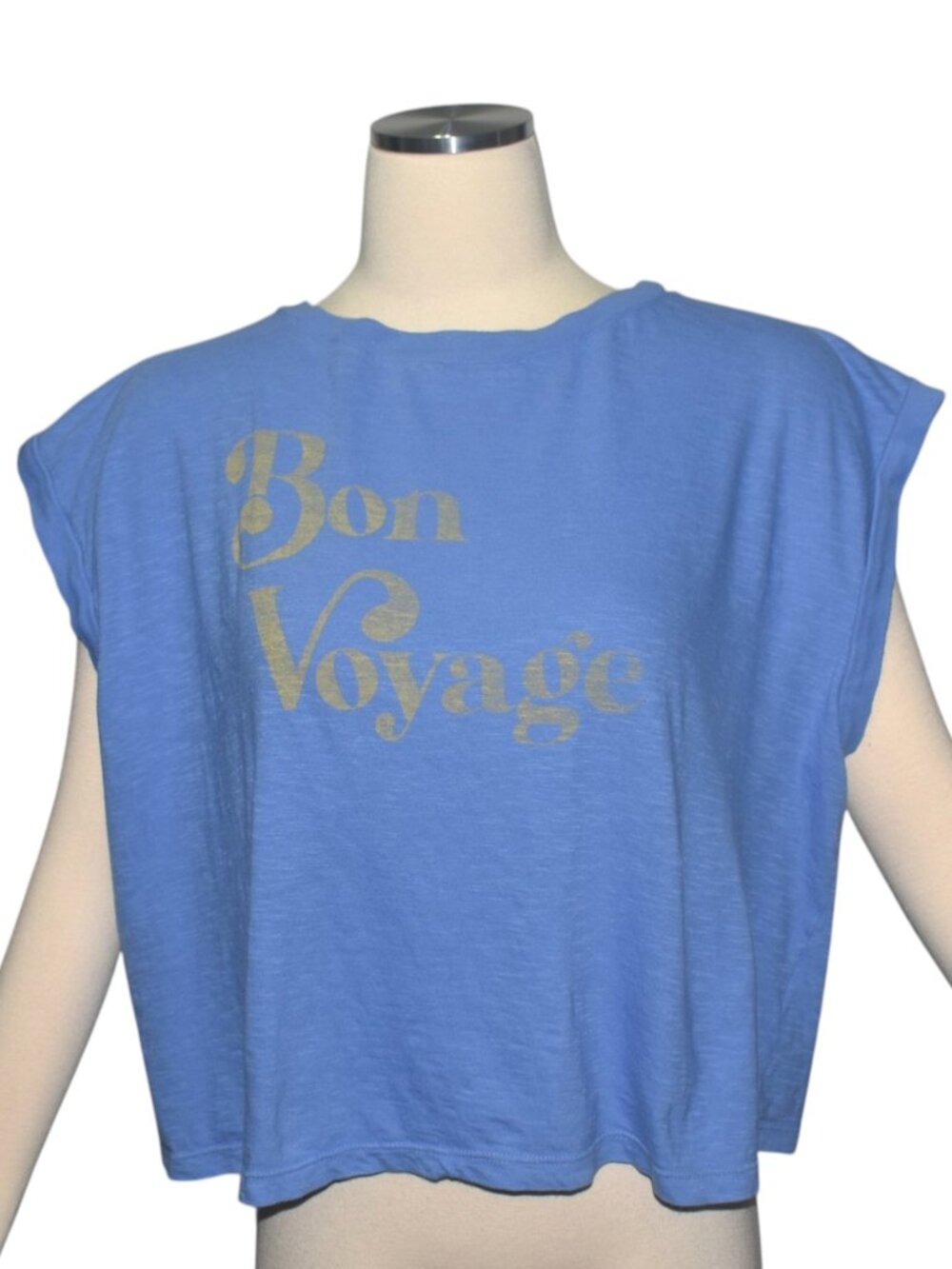 SUNDRY Bon Voyage Muscle Tee Tank in Cornflower Tone Blue Cotton Vacation XL